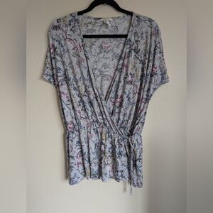 H&M Floral Wrap Top Size L